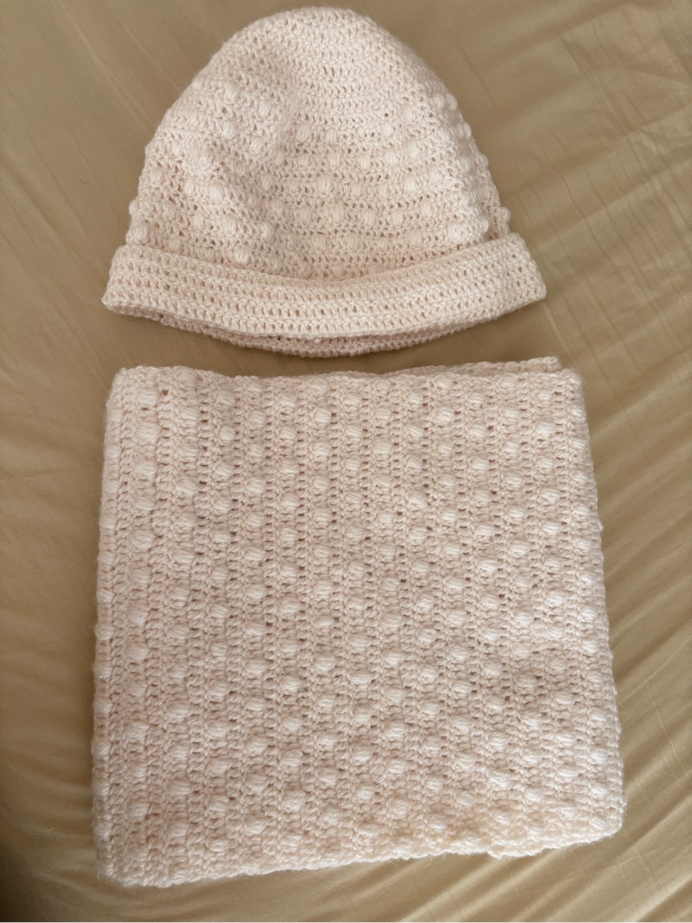 Cozy Cream Crochet Beanie and Neck Warmer Set